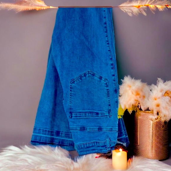 Boho Flare Pants Small Cotton Denim High Rise Jeans - Picture 4 of 5